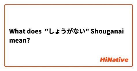 shoganai significado|Use and Meaning of Shouganai(しょうがない) in。